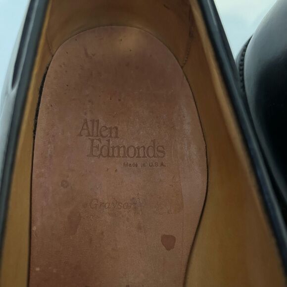 ALLEN EDMONDS GRAYSON Mens BLACK LEATHER TASSEL LOAFERS DRESS SHOES SZ 13 E USA - Picture 7 of 13